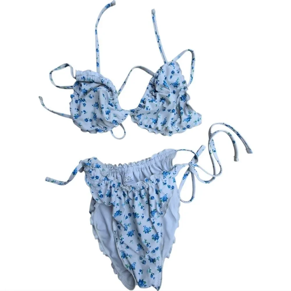 NEW- Wild Fable White and Blue Floral Bikini
